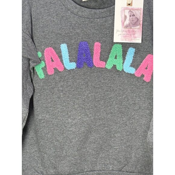 Jessica Simpson girls 4T Christmas sweatshirt ruffle sleeves FALALALA gray pink - Picture 2 of 5